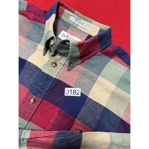Orvis Men's Long Sleeve Shirt Button Down, Multicolor Plaid, 100% Cotton Size XL